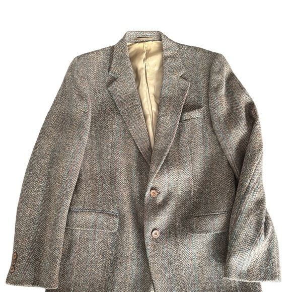 miltons Jackets & Blazers - Miltons Wool Classic Brown Teal Printed Herringbone Blazer Womens M/L
